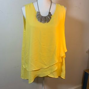 Yellow tank top long hem large CATO